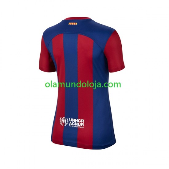Camisola FC Barcelona Mulher Equipamento Primeiro 2023-2024 Manga Curta